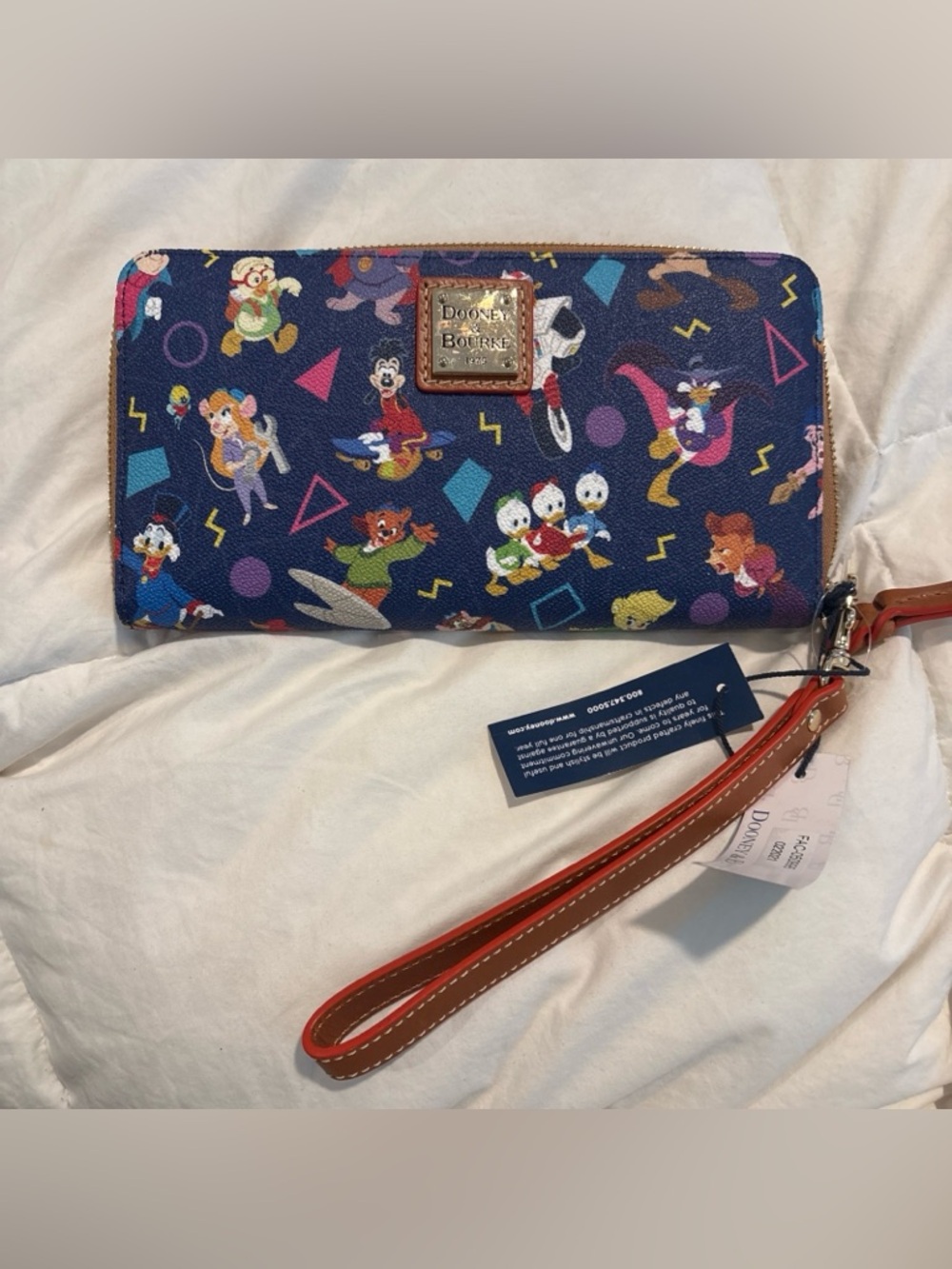 Dooney & Bourke Navy Multicolor Disney Character Zip Wallet Wristlet